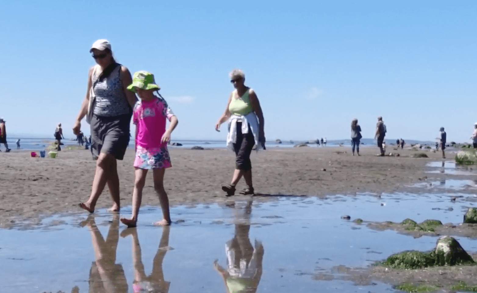 People walking on Whatcom Beach