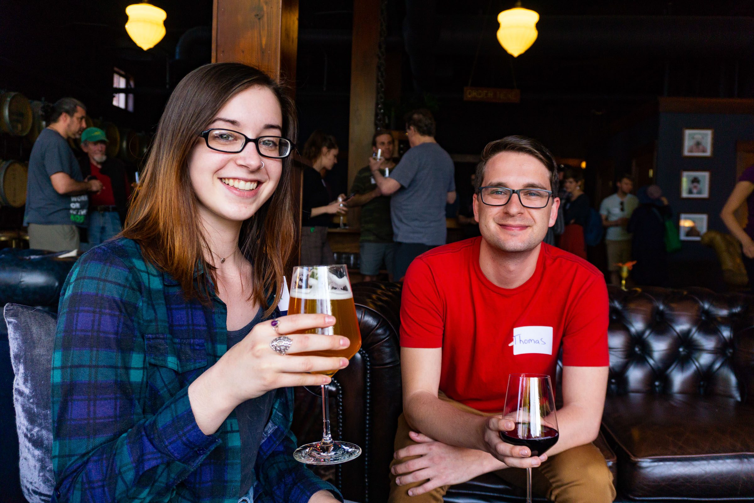 Smiling green drinks attendees 050218