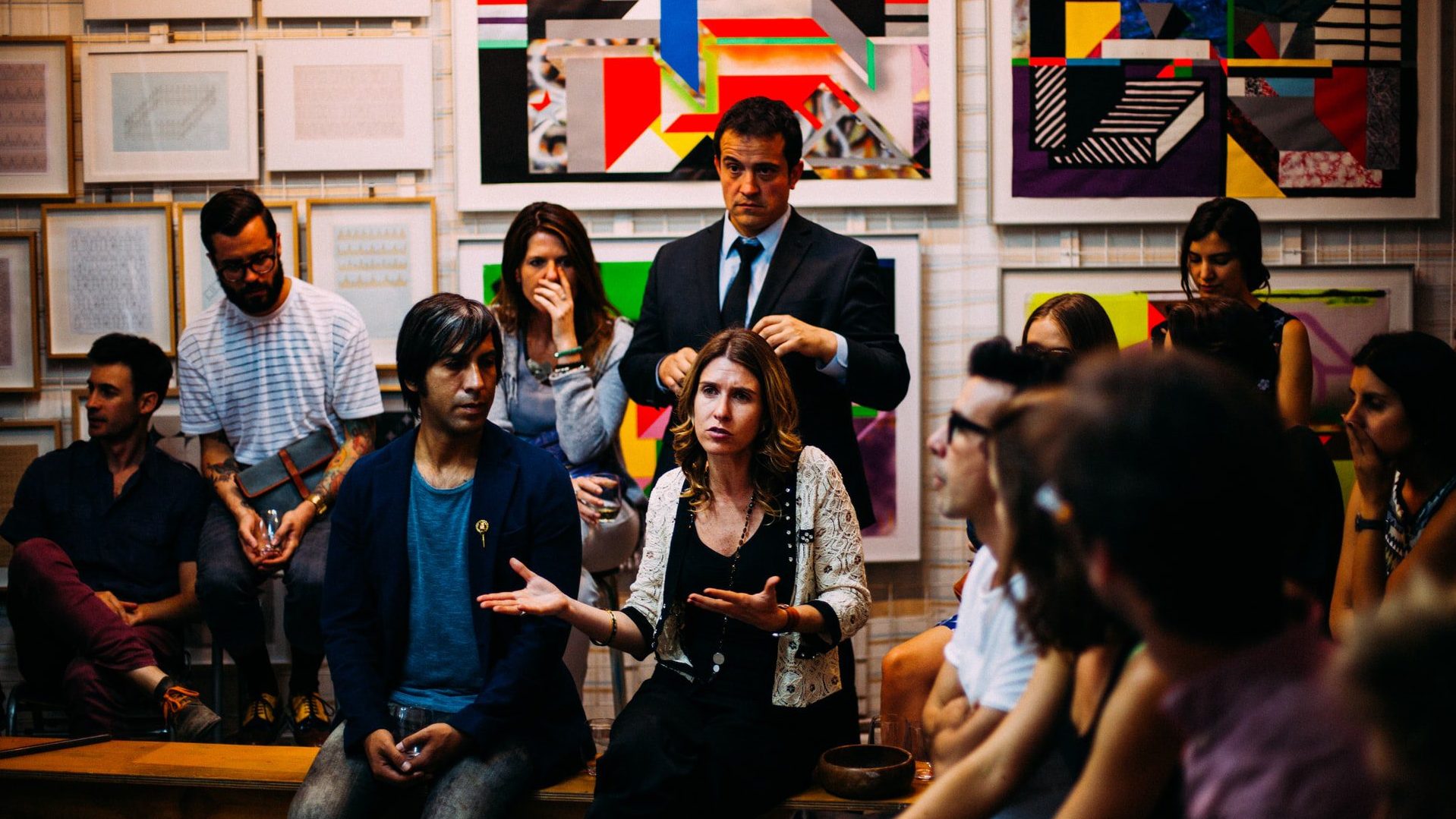 stock photo of a person speaking at a meeting